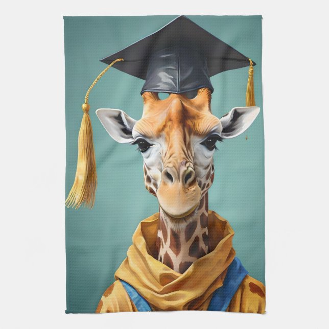 Gerald The Giraffe Graduates,  Kitchen Towel (Vertical)