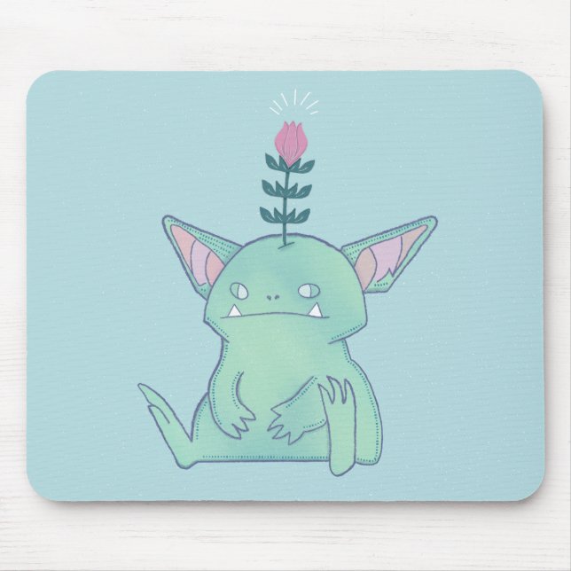 Gerald the Goblin | Cute Grumpy Fantasy Creature  Mouse Pad (Front)