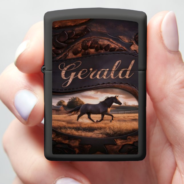 Gerald's Horse In Field Zippo Lighter (In Hand)