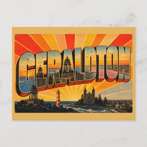 Geraldton WA Australia Coastal City Art Postcard