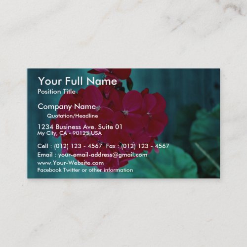 Geranium bloom head, Whitby, Ontario, Canada Business Card Templates