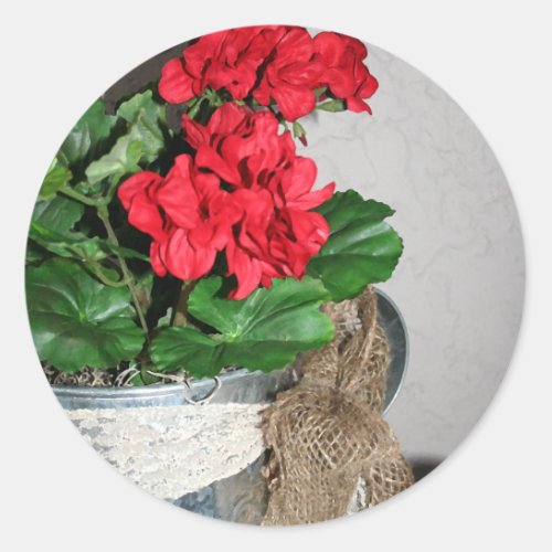 Geranium Bouquet Classic Round Sticker