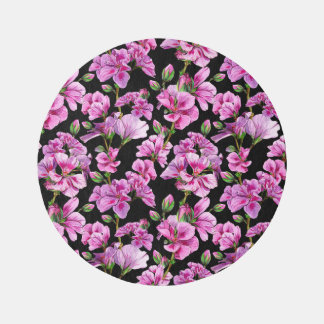 Geranium branches, watercolor pink buds. rug