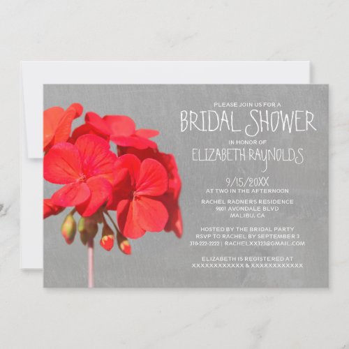 Geranium Bridal Shower Invitations