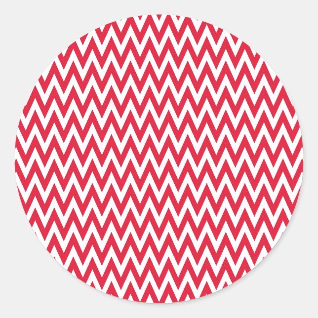 Geranium Elegant Chevron Design Classic Round Sticker (Front)