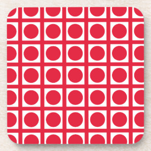 Geranium Elegant Grid Dots Beverage Coaster