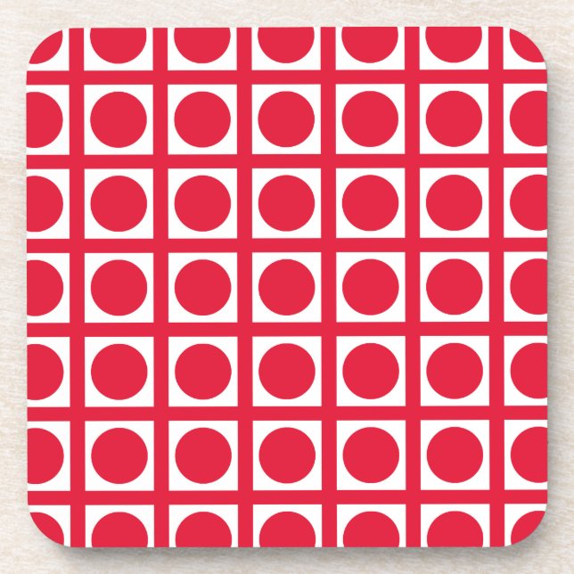 Geranium Elegant Grid Dots Beverage Coaster (Front)
