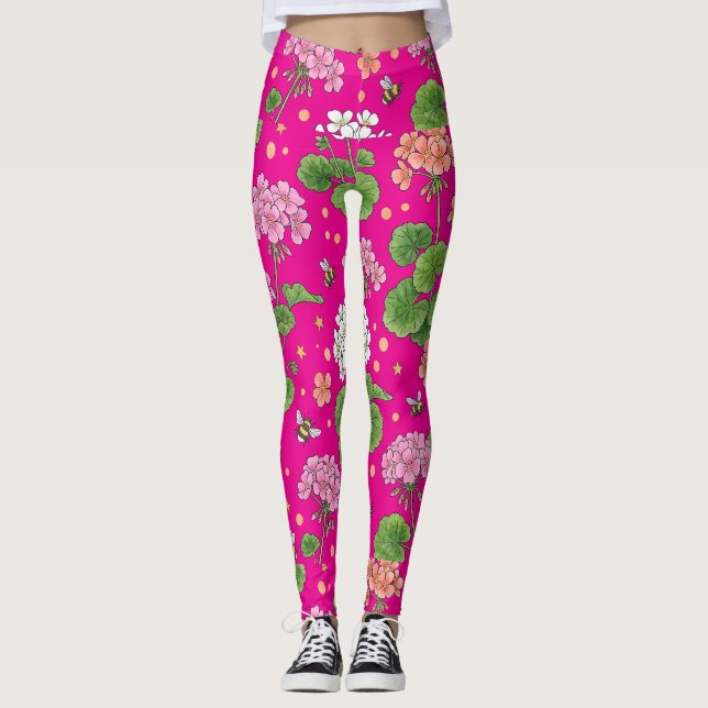 Geranium Flower Leggings (Front)