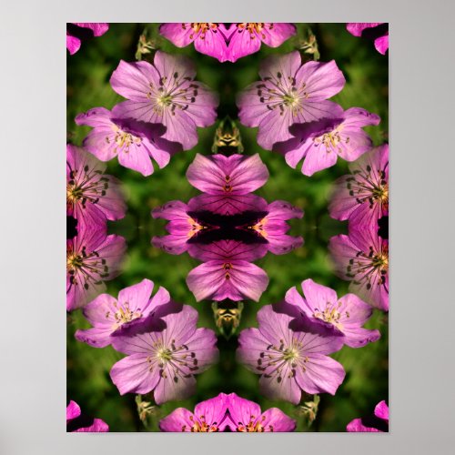 Geranium Flowers Multiplied Abstract Poster
