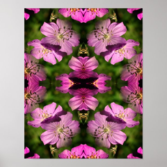 Geranium Flowers Multiplied Abstract Poster (Front)