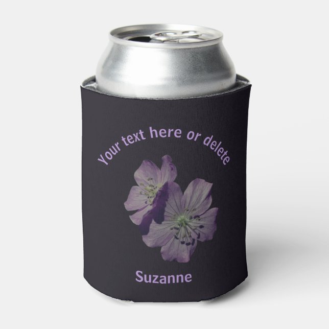 Geranium Flowers Personalized  Can Cooler (Can Front)