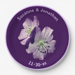 Geranium Flowers Personalized Wedding Bridal Paper Plates