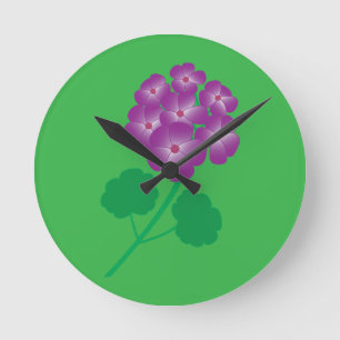Geranium Flowers Round Clock