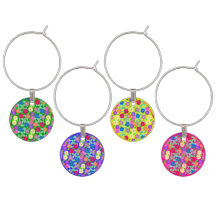Geranium Garden Wine Charms set of four