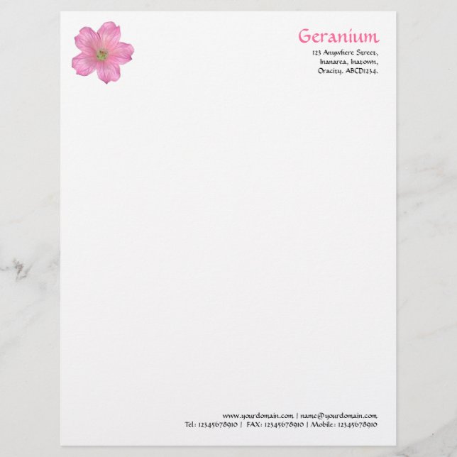 Geranium Letterhead (Front)