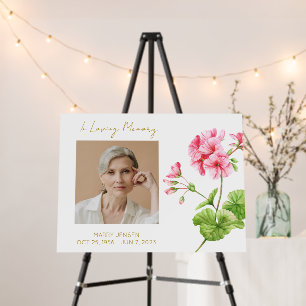 Geranium Memorial Photo Funeral Foam Board