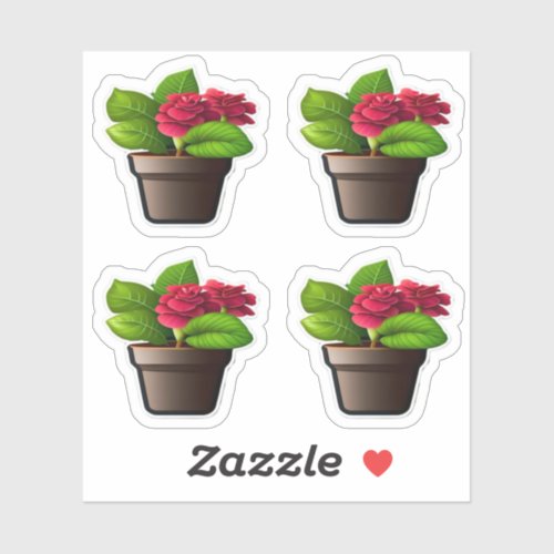 Geranium _ Patriot Bright Red _ Potted Plant 1 Sticker