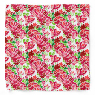 Geranium Pink Red Floral Pattern Bandana