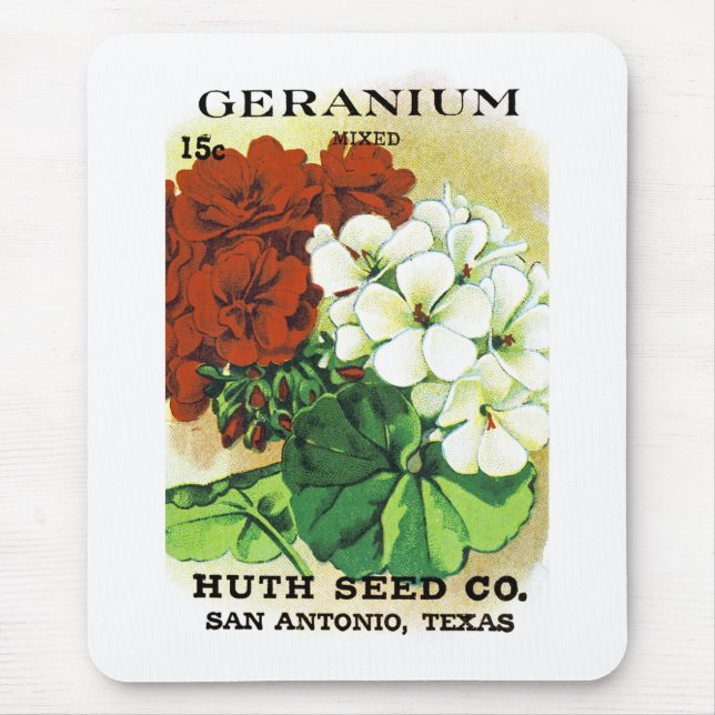 Geranium Seed Packet Label Mouse Pad (Front)