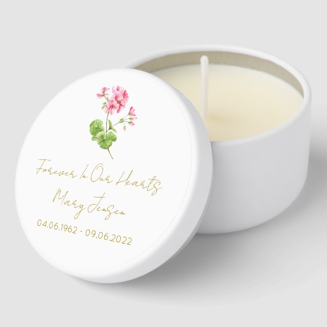 Geranium | Simple Funeral Mini Candle Favors (Corner)