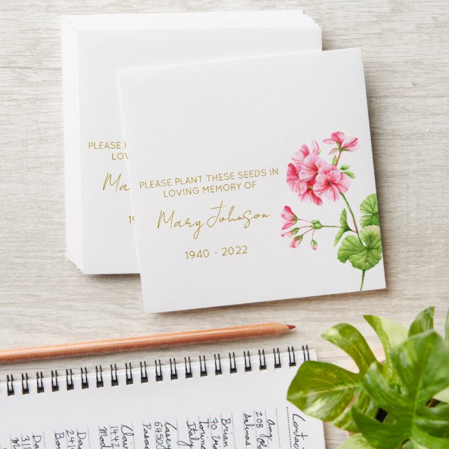 Geranium | Simple Memorial Seed Envelope (Stacked)