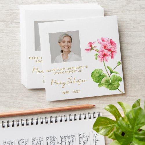 Geranium | Simple Photo Funeral Seed Envelope