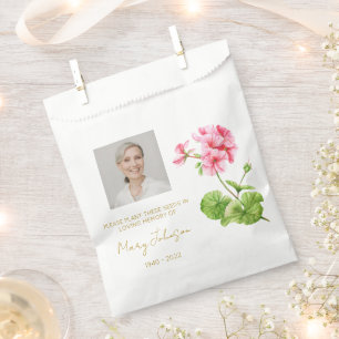 Geranium Simple Photo Funeral Seed Favor Bag
