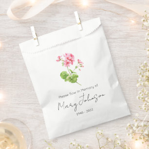 Geranium Simple Seed packet Funeral Favor Bag
