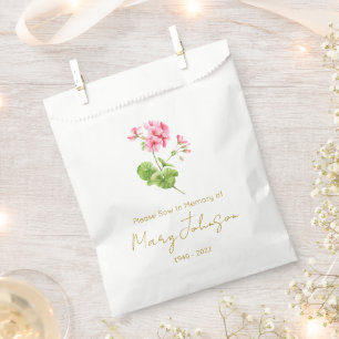 Geranium Simple Seed packet Funeral Favor Bag