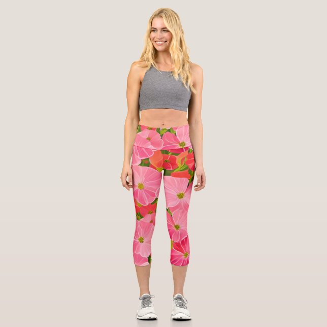 Geranium - the flower heals the auric field capri leggings (Front)