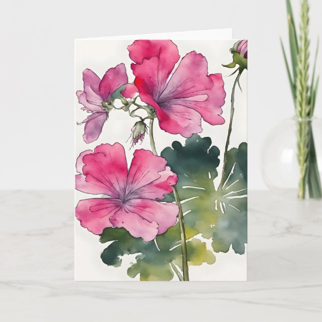 Geranium - Watercolor flowers Card (Front)