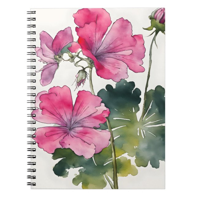 Geranium - Watercolor flowers Notebook (Front)