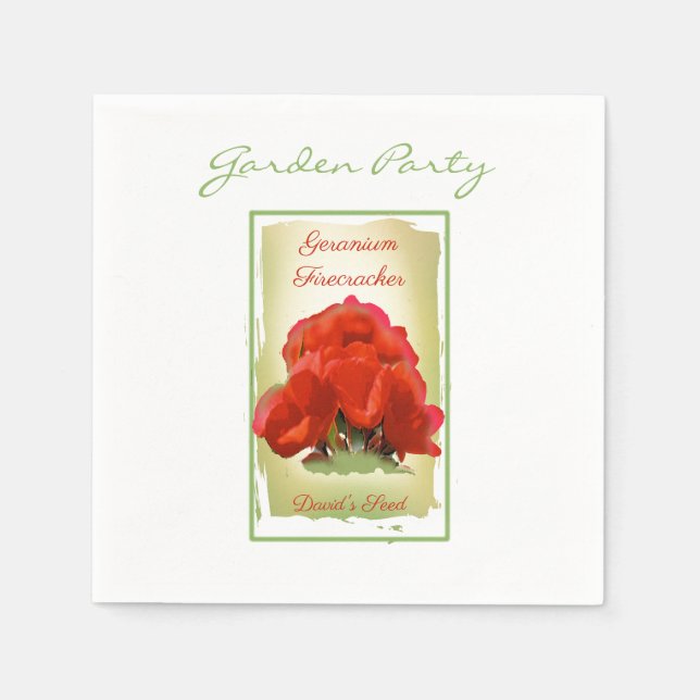 Geranium Watercolor Seed Packet Napkins (Front)