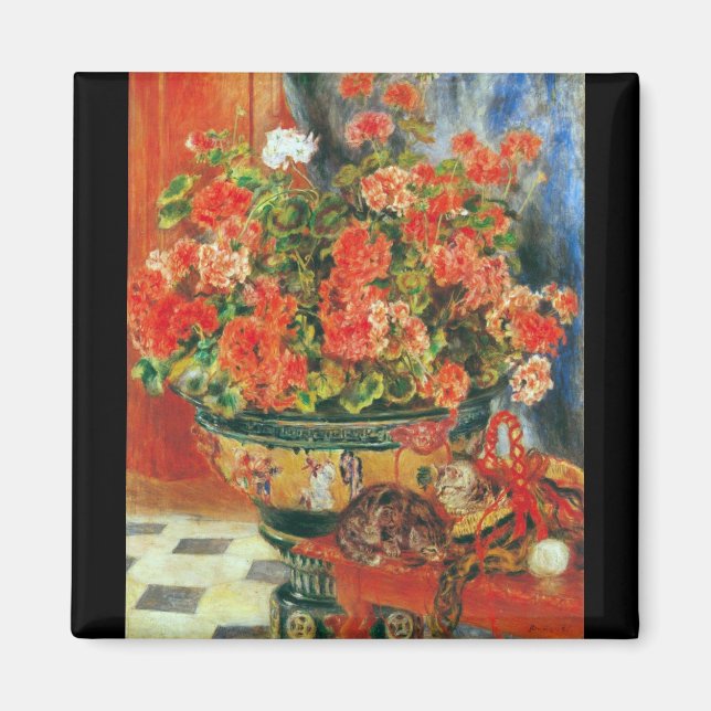 Geraniums and cats by Pierre Renoir Magnet (Front)