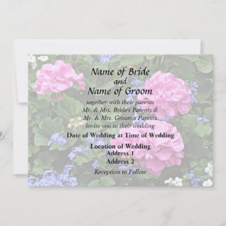 Geraniums and Periwinkle Wedding Supplies Invitation