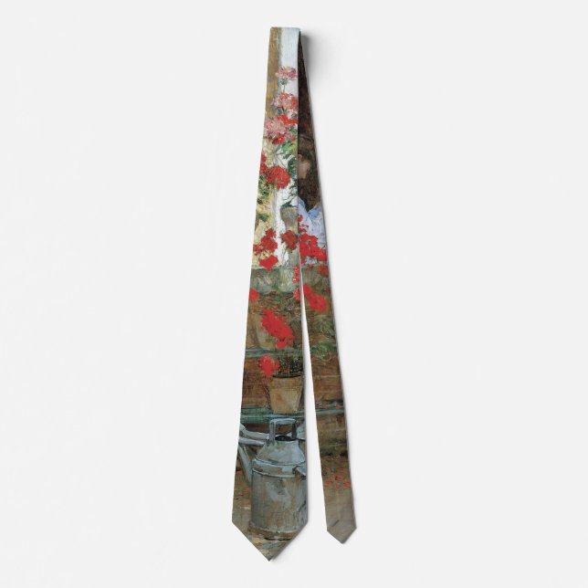Geraniums by Childe Hassam, Vintage Impressionism Neck Tie (Front)
