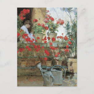 Geraniums by Childe Hassam, Vintage Impressionism Postcard