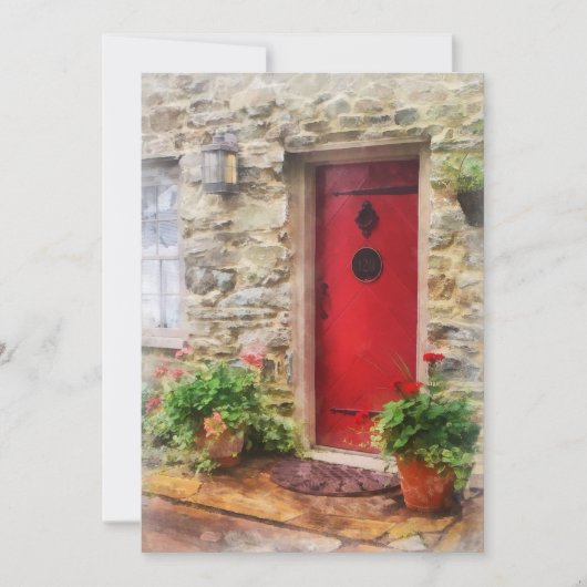 Geraniums by Red Door (Front)