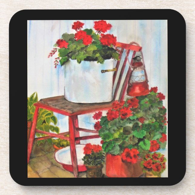 Geraniums, Flowers, Coaster Set (Front)