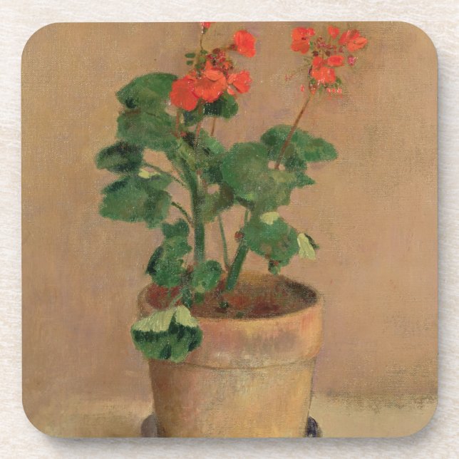 Geraniums in a Pot, c.1905 (oil on canvas) Drink Coaster (Front)