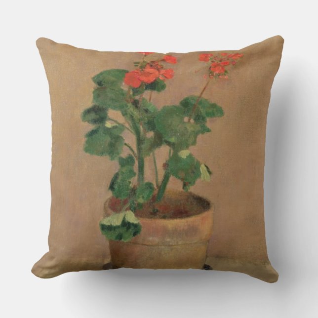 Geraniums in a Pot, c.1905 (oil on canvas) Throw Pillow (Front)