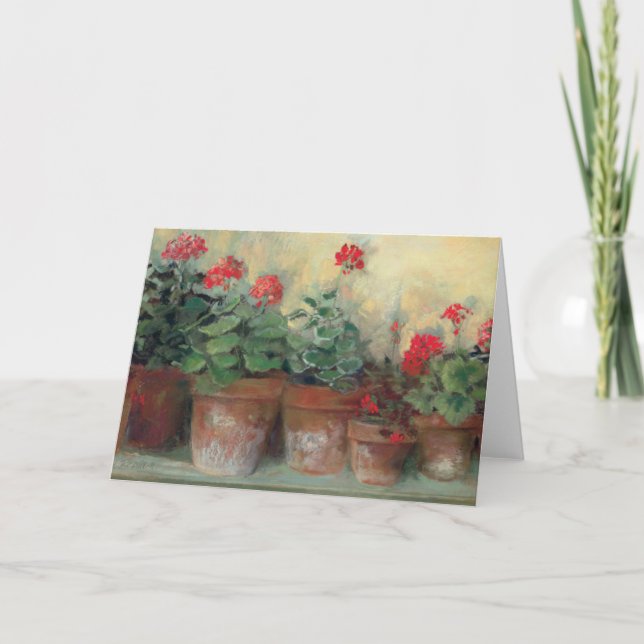 Geraniums in Pots Card (Front)