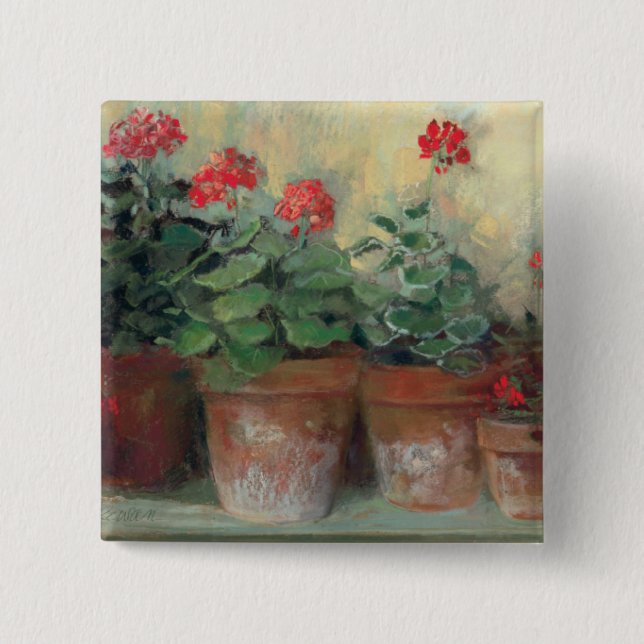 Geraniums in Pots Pinback Button (Front)