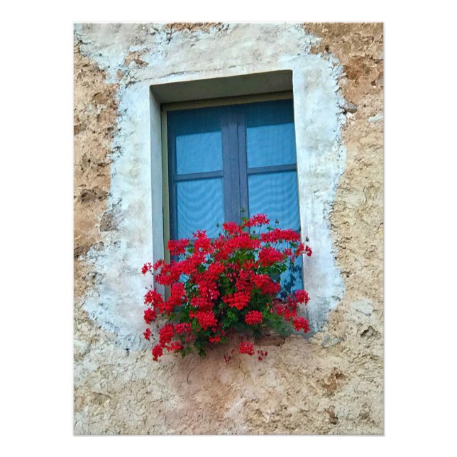 Geraniums in the Window in Tuscany Photo Print (Front)