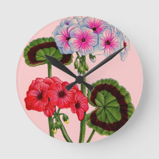 geraniums round clock