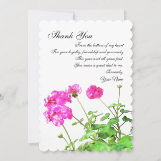 Geraniums, Thank You  Note For Clients Holiday Card