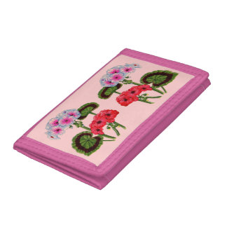 geraniums tri-fold wallet