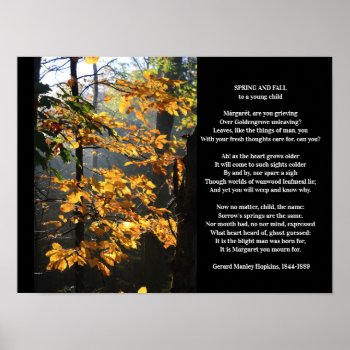 Gerard Manley Hopkins Spring And Fall Poem Poster by RiverJude at Zazzle