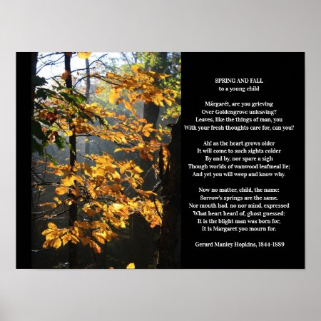 Gerard Manley Hopkins Spring And Fall Poem Poster