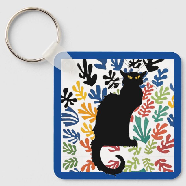 Gerbe by Matisse, Cat Art Parody, Keychain (Front)